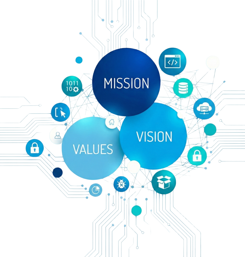 Mission vision and values technology illustration